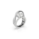 Hyperbola cocktail ring, Mixed cuts, White, Rhodium plated